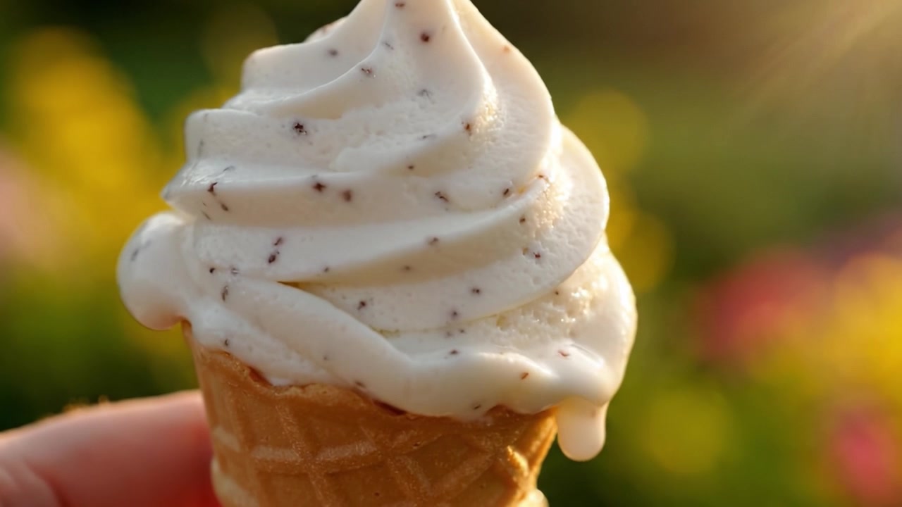 Delicie-se com o Prazer das Casquinhas de Sorvete Cremosas: Uma Doce Guloseima Derretendo ao Sol, Perfeita para Dias Quentes e para Desfrutar dos Prazeres Simples da Vida