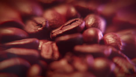 extreme closeup coffee beans dolly shot with moving warm light