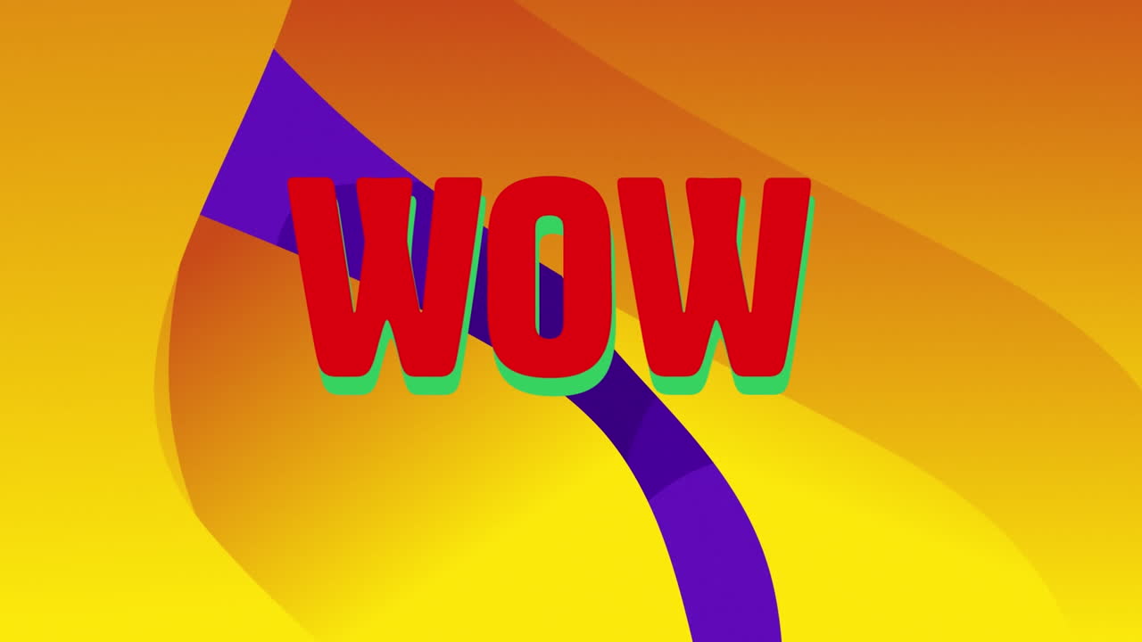 animación de texto wow sobre formas en fondo azul