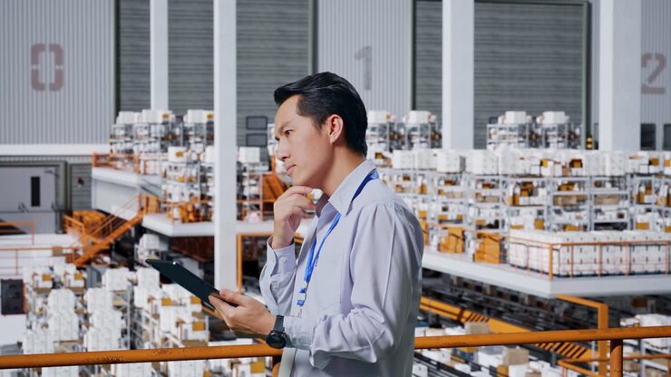 Warehouse Employee Using Tablet