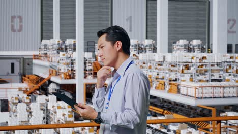 warehouse employee using tablet