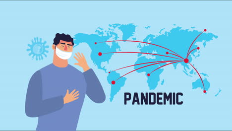 person with face mask and world planet covid 19 pandemic