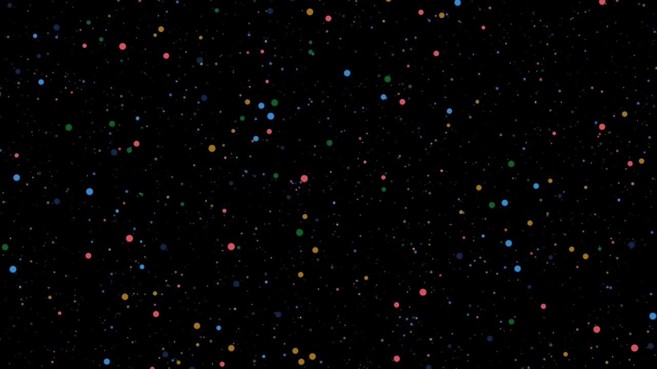 Abstract Animation of Colorful Floating Particles on Black Background