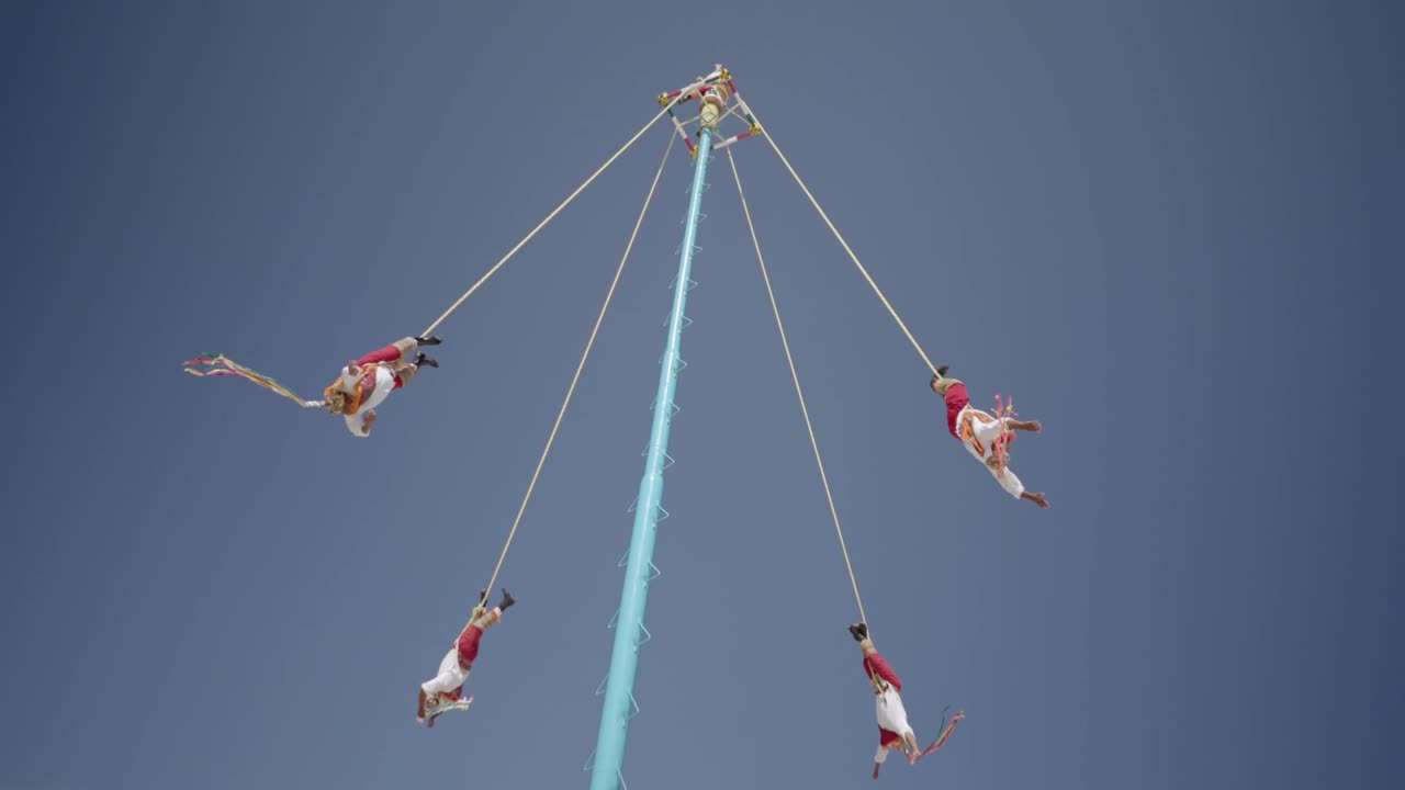 voladores de papantla 광경, 유네스코 문화 유산, 칸쿤, 멕시코