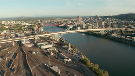 Rising-aerial-shot-over-Fremont-Bridge-Portland-Oregon