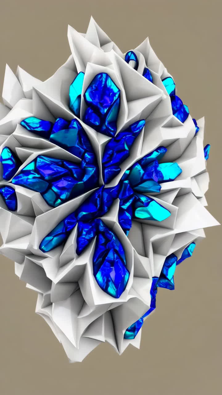 Abstract Geometric Form with Blue Crystalline Inclusions