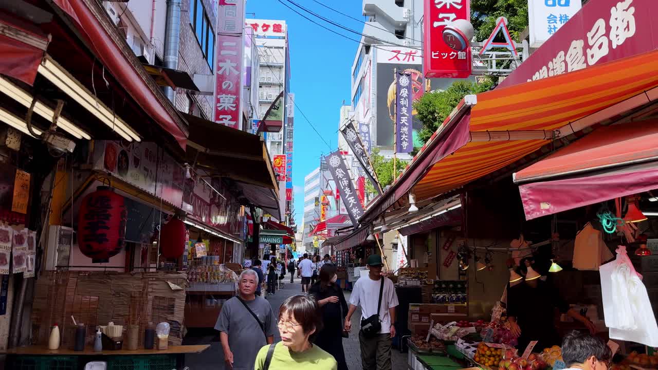 A Busy Day at a Japanese Market Street