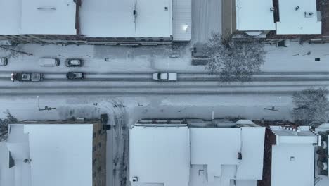 Snow-flurries-on-American-town-street-during-winter