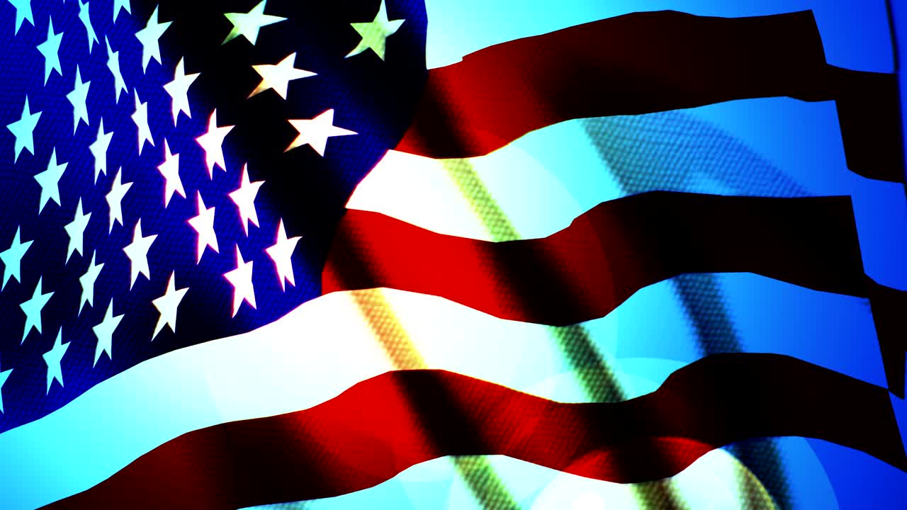 la bandera estadounidense ondeando lentamente.