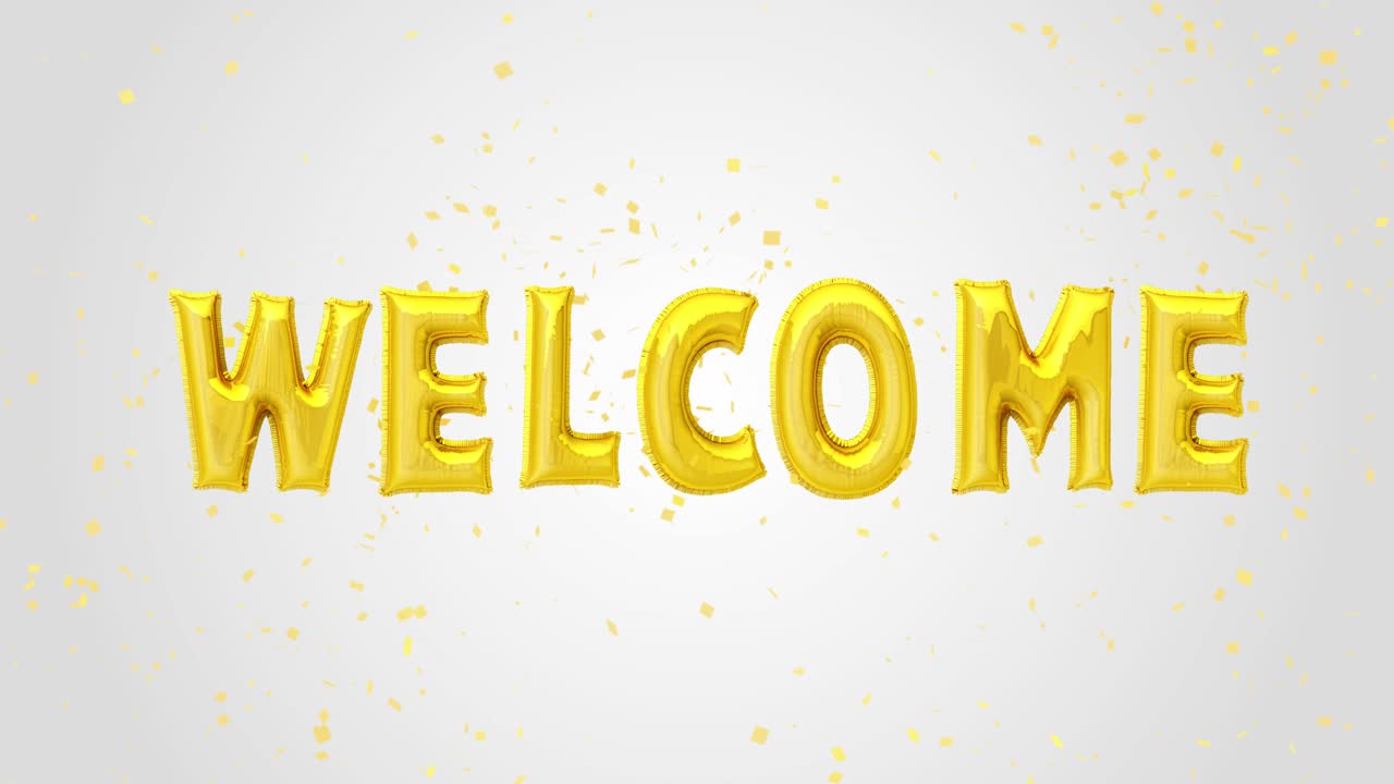 Welcome against white background decorated golden confetti represents celebration greeting joy ideal