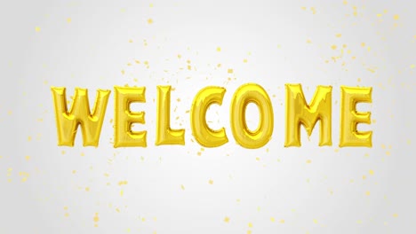 welcome against white background decorated golden confetti represents celebration greeting joy ideal
