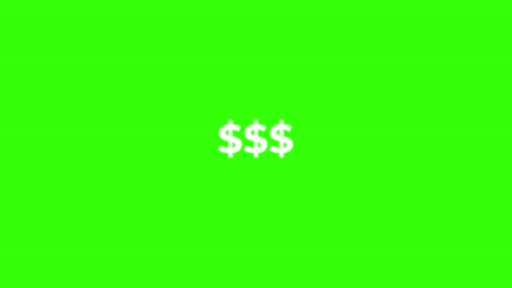 white dollar symbols animate on green screen