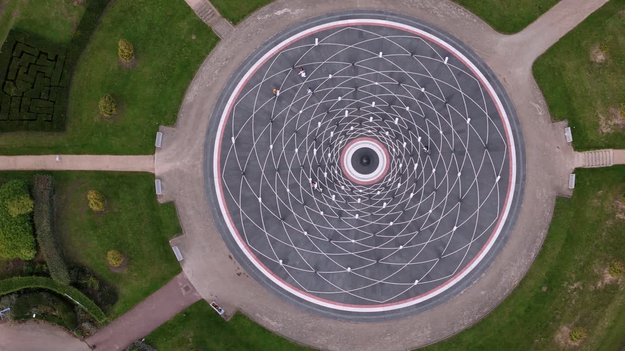 Milton Keynes Rose - A Public Space Designed for Celebration, Commemoration, and Contemplation in Milton Keynes, UK - Aerial Topdown Shot