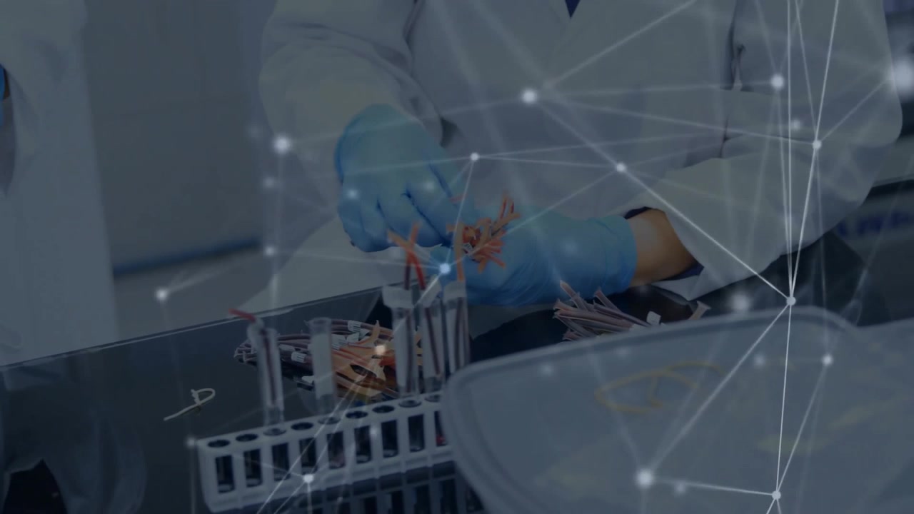 Animation of connections over female scientist