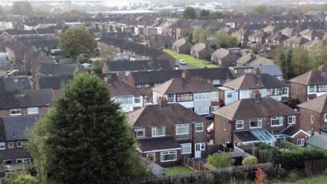 typical northern english town suburban housing estate aerial view reverse orbit right
