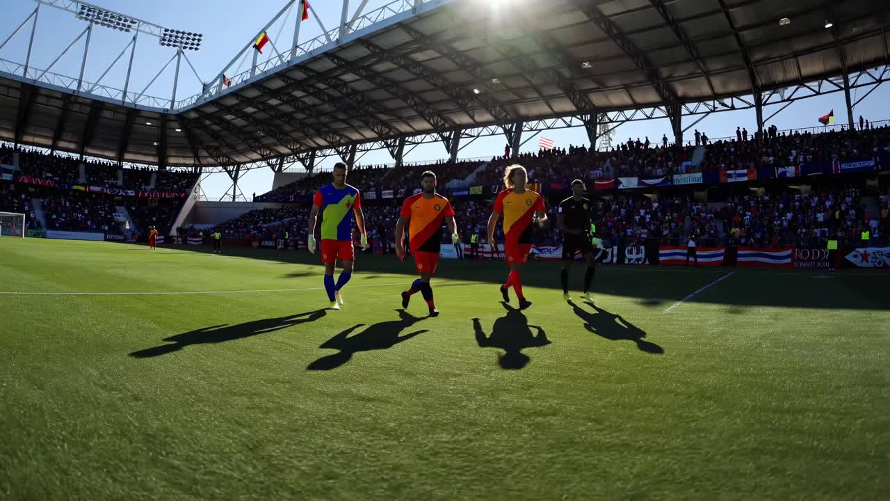 Soccer Players Walking on a Field