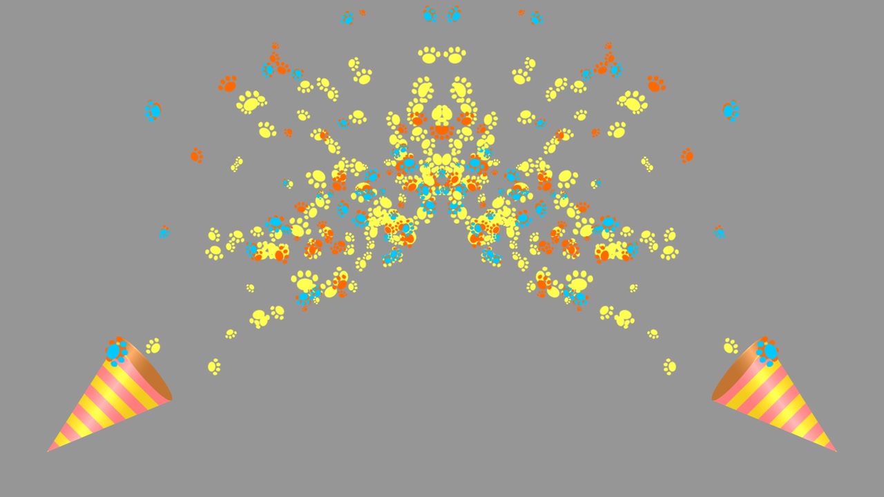 Particelle a forma di zampa spara coriandoli. 1080p - 30 fps - Alpha Channel (6)