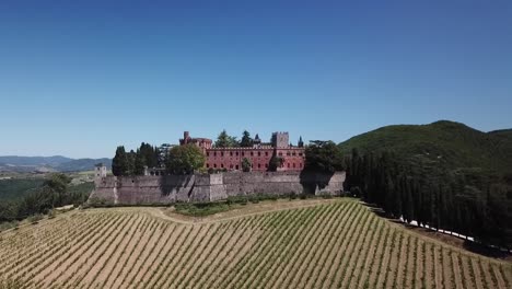 aerial view of castello di brolio in the chianti wine region of tuscany, italy