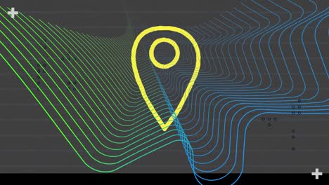 Animation of yellow location pin over mesh