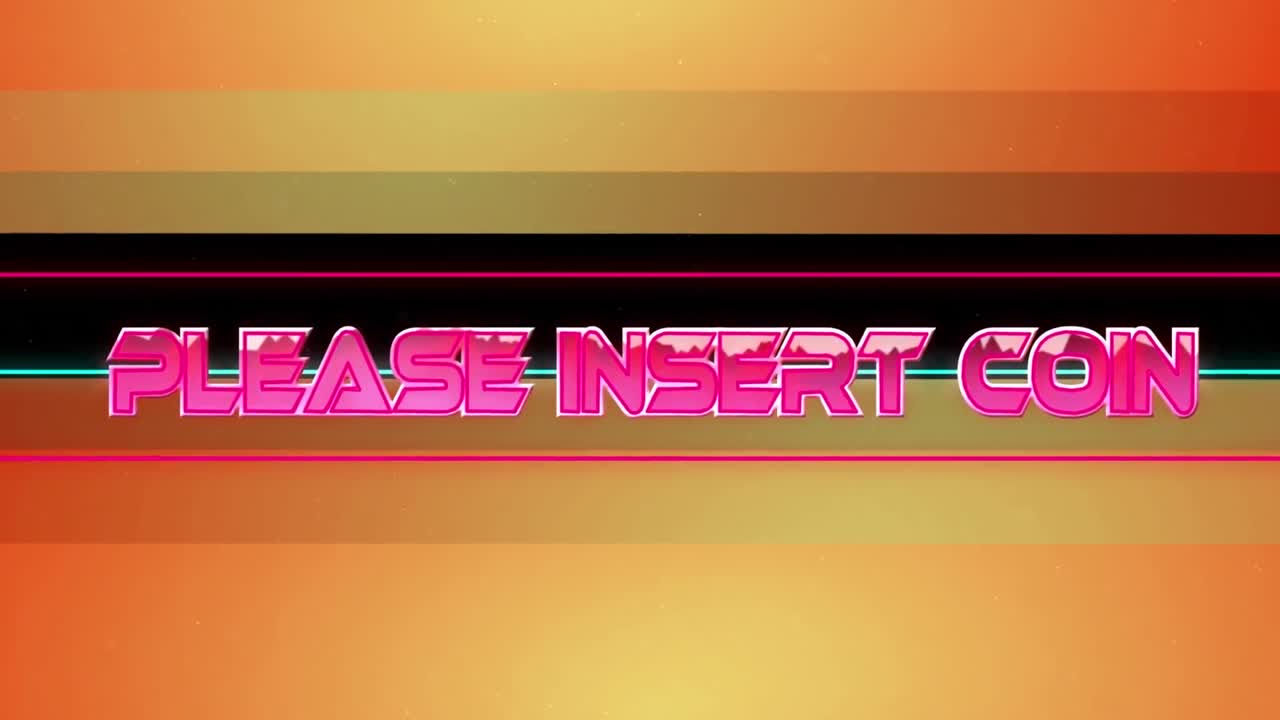 animación de por favor inserte el texto de la moneda sobre rastros de luz sobre fondo negro
