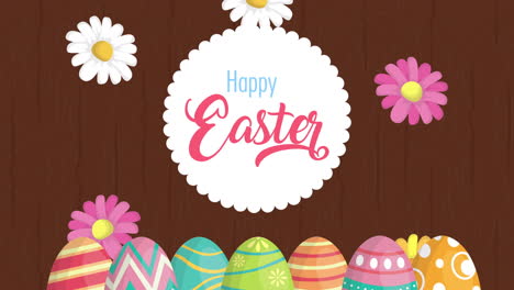 happy easter animated card with lettering and eggs painted