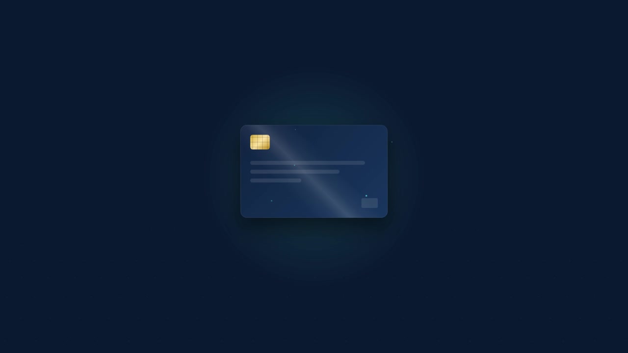 Digital Credit Card Animation on Dark Background