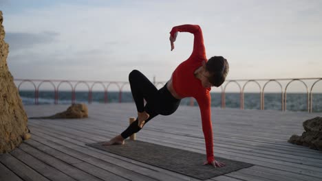 yoga practice on the beach