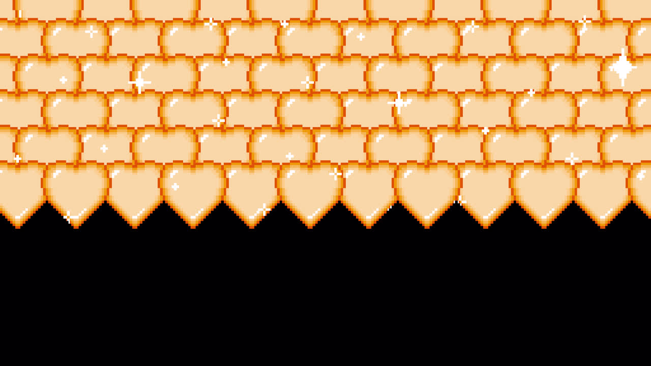 Pixel Art Heart Pattern Background with Sparkles