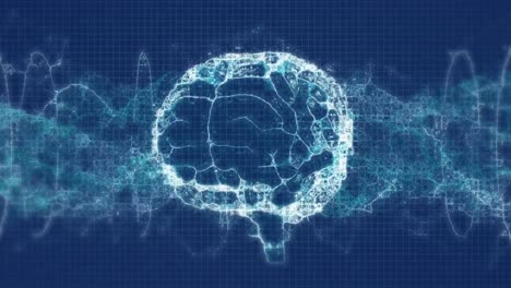 animación de un patrón circular alrededor del cerebro humano sobre una hélice de adn contra un fondo abstracto.