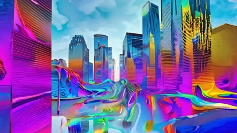 abstract colorful cityscape