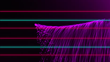 arte digital de líneas parpadeantes y explosiones de luz púrpura en negro.