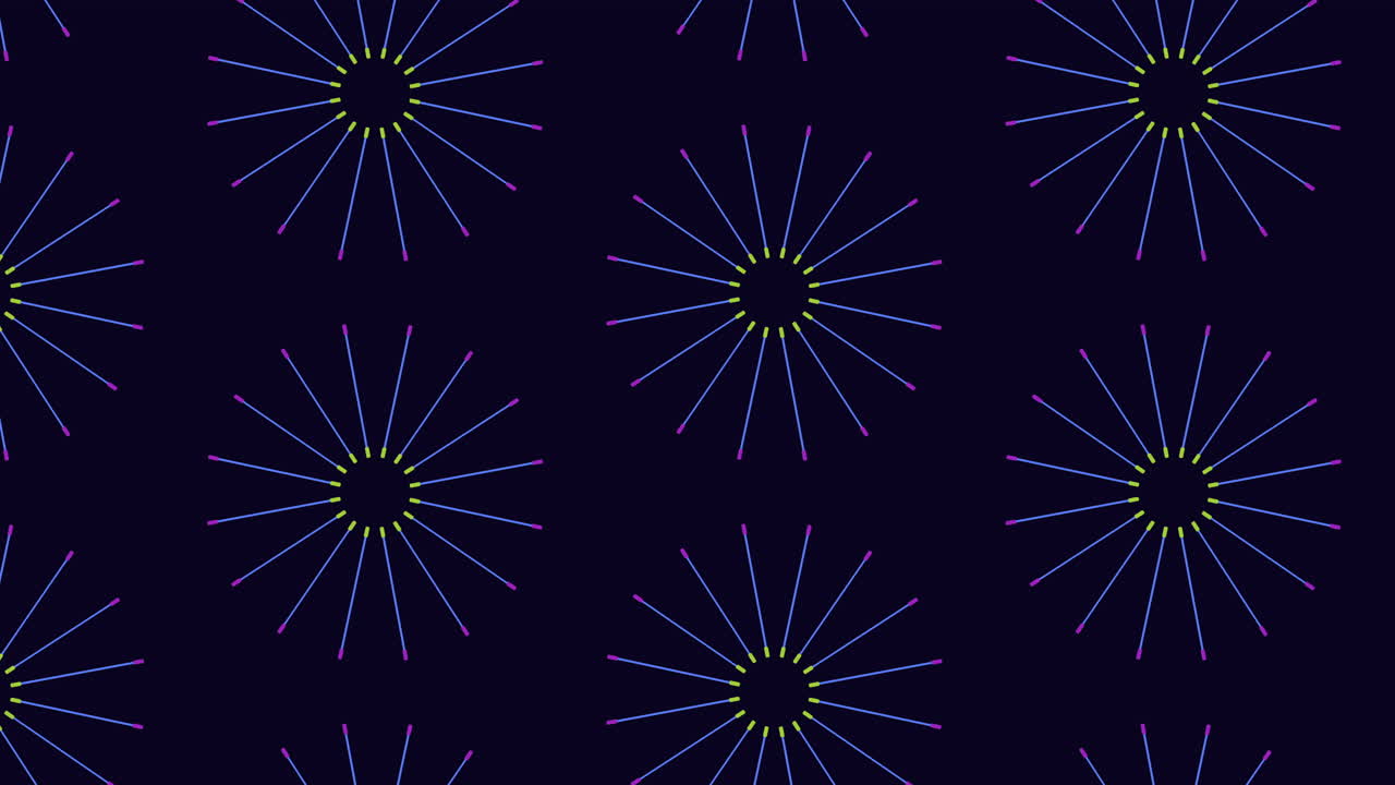 patrón circular colorido de líneas y círculos en un fondo negro