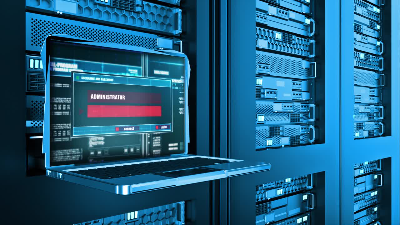 Server Room with Security Alerts