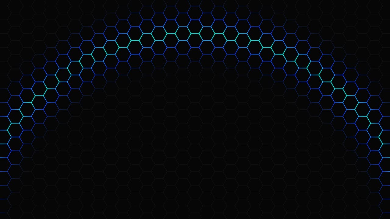 cuadrícula de neón azul claro hexagonal, fondo de alta tecnología