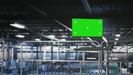 green screen mockup monitor on data center industrial platform