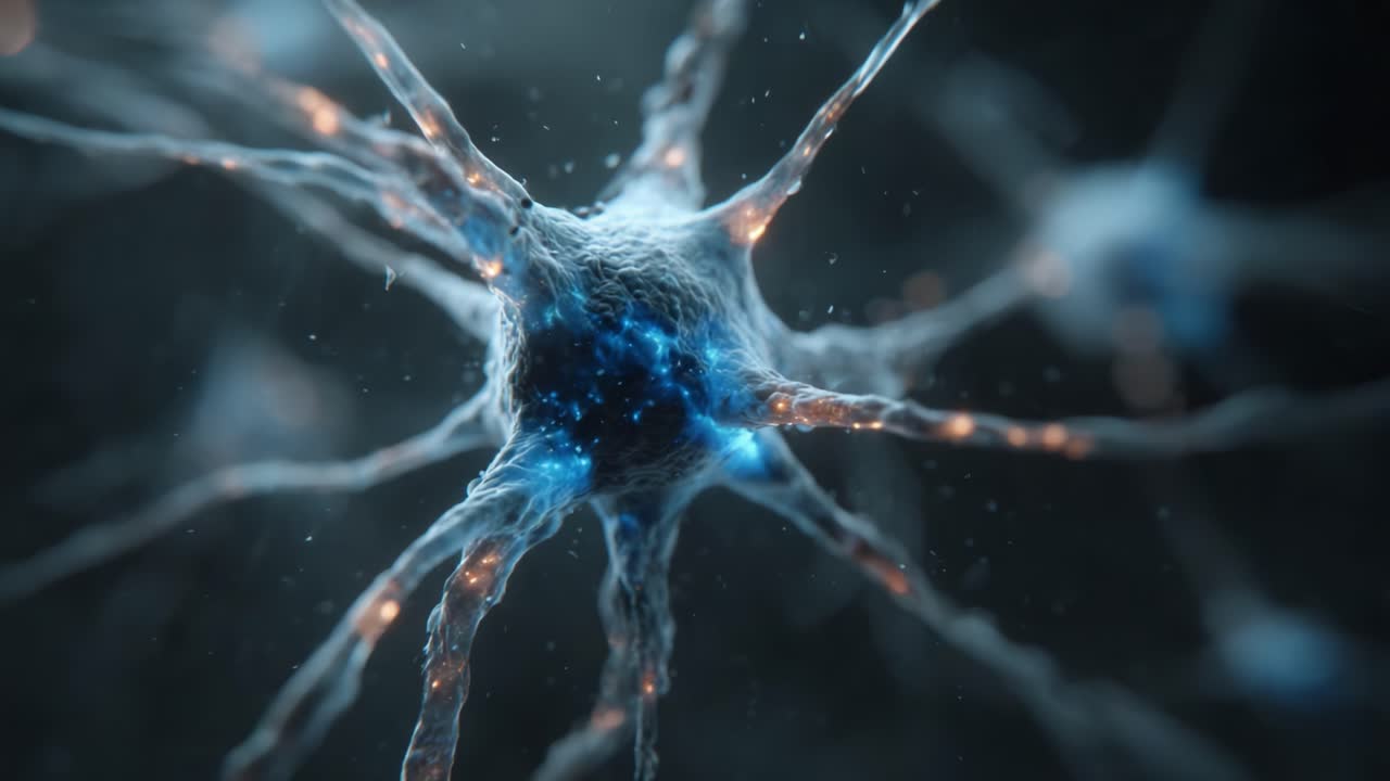 A Microscopic Exploration of Neurons: Captivating Visuals of Neuronal Structures and Synaptic Connections Illuminated by Glowing Activity