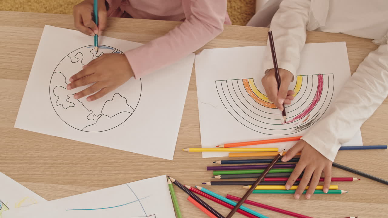 Coloring Rainbow and Earth Pictures