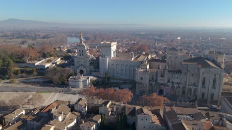 Aerial-View-of-Palais-des-Papes,-Avignon,-France