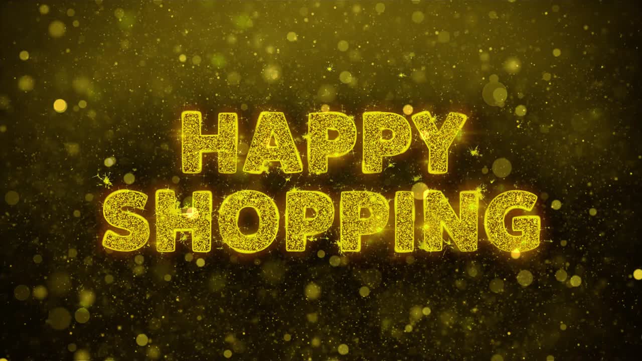 Happy Shopping Gold Glitter Text