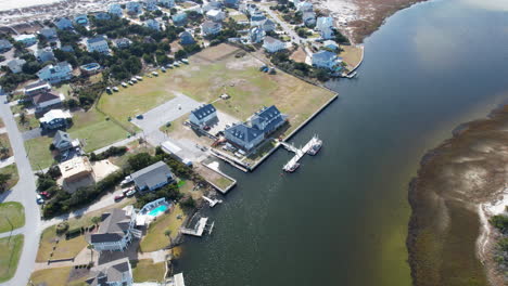 wide drone shot of the coast guard station on emerald isle