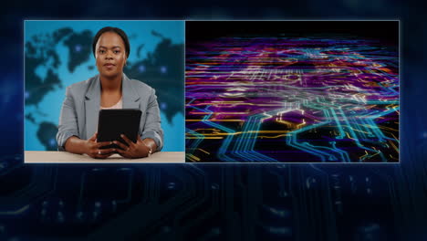 news, reporter woman and artificial intelligence
