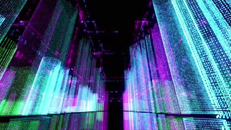 digital cityscape of binary code and glowing data