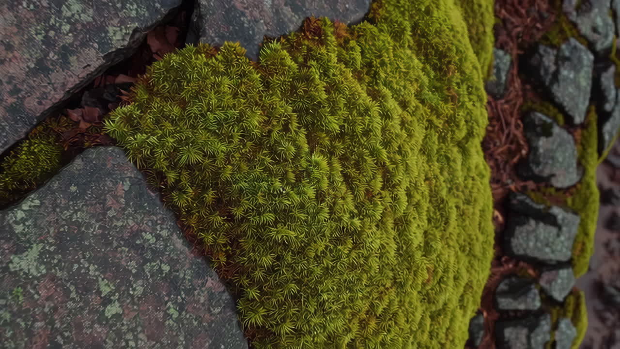 Forest and Lake Scenery with Moss on Rocks