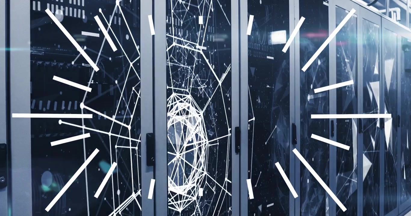 Animation of data processing over server room