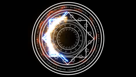 magic triangle and square light powerful flame energy rotate