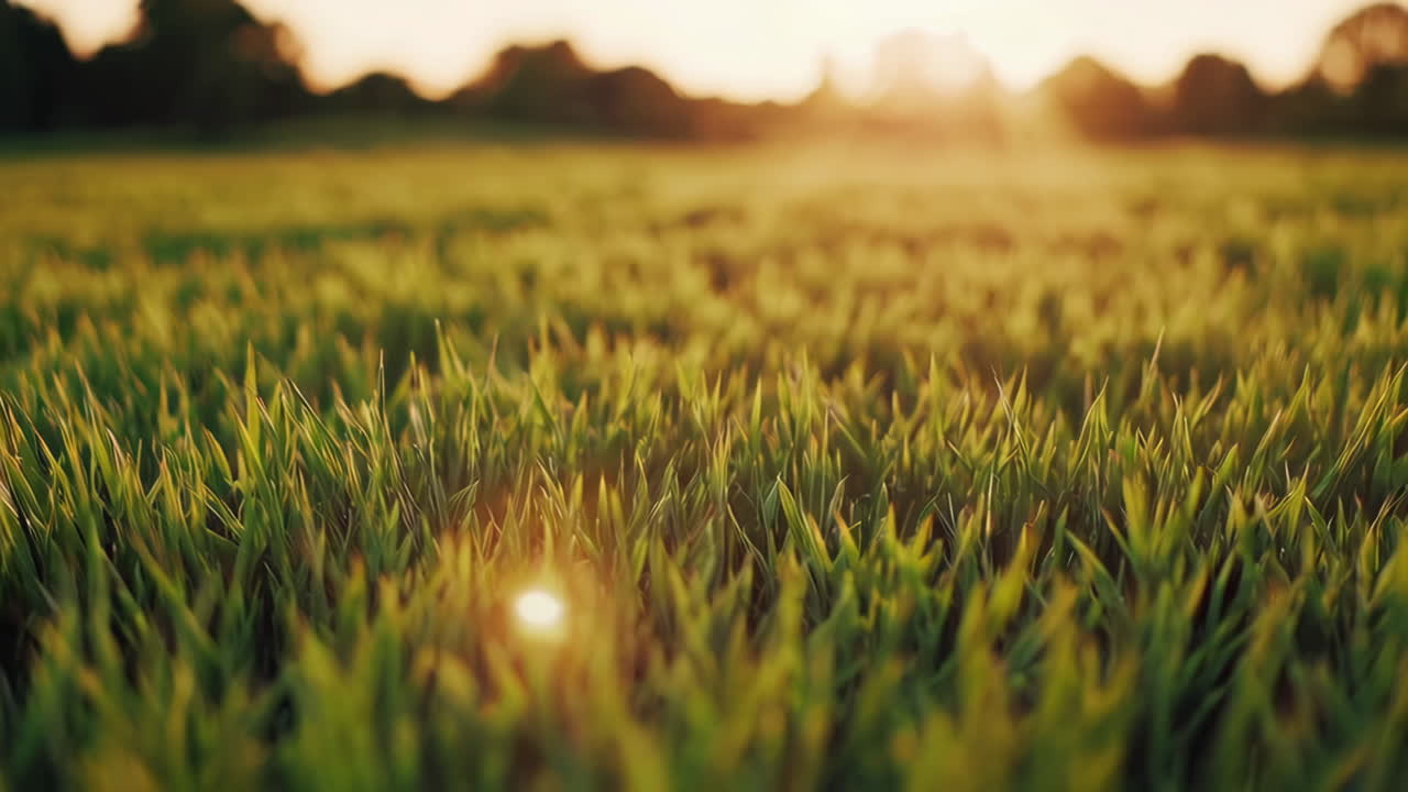 잔디 위 에 해가 지는 것