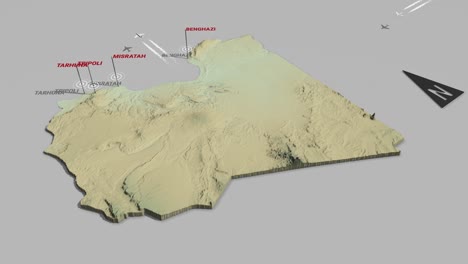 mapa del terreno en 3d de libia