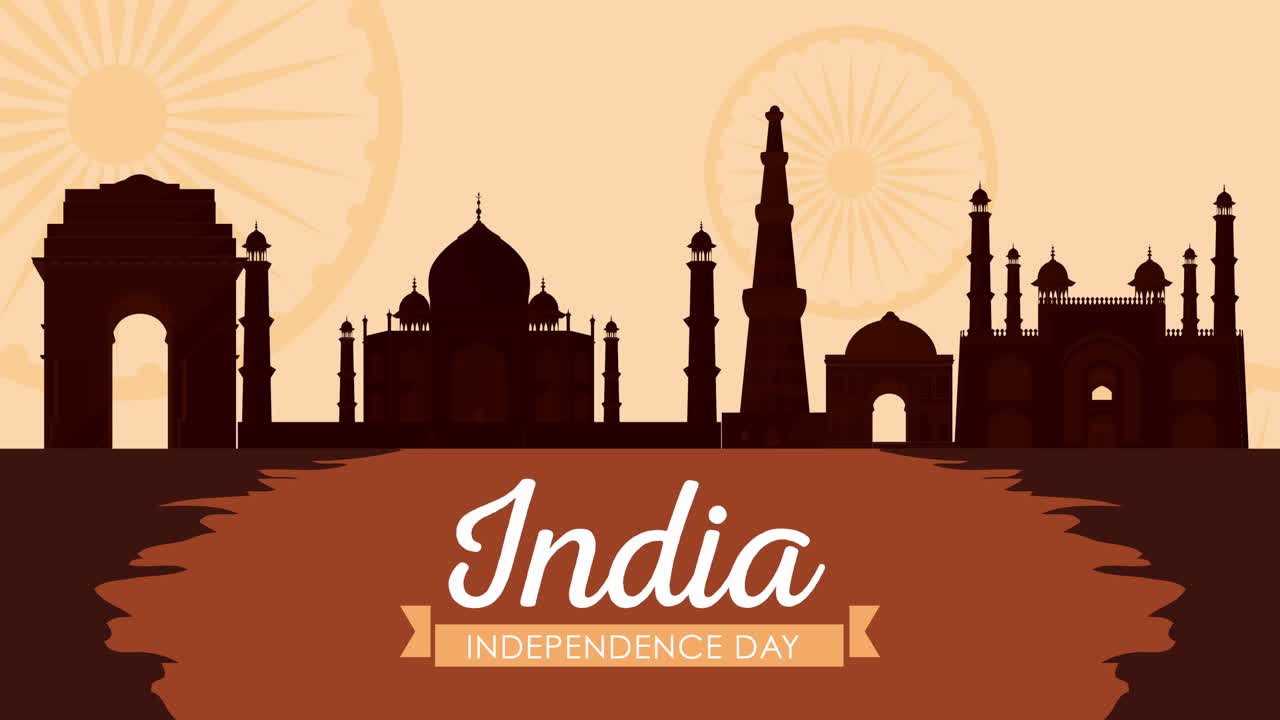 기념비와 함께 인도 독립기념일 축제