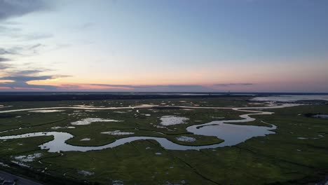 Vista-Aérea-De-La-Bahía-En-Ocean-City,-Nueva-Jersey