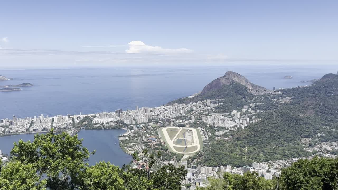 Coastal city view with lagoon and islands
